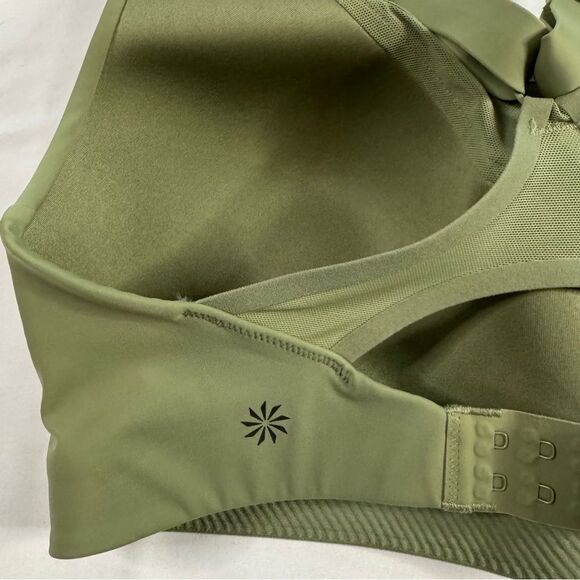 Athleta Advance Olive Green Sports Bra Mesh Back sz 32DD Gym Molded High Impact - Picture 3 of 5